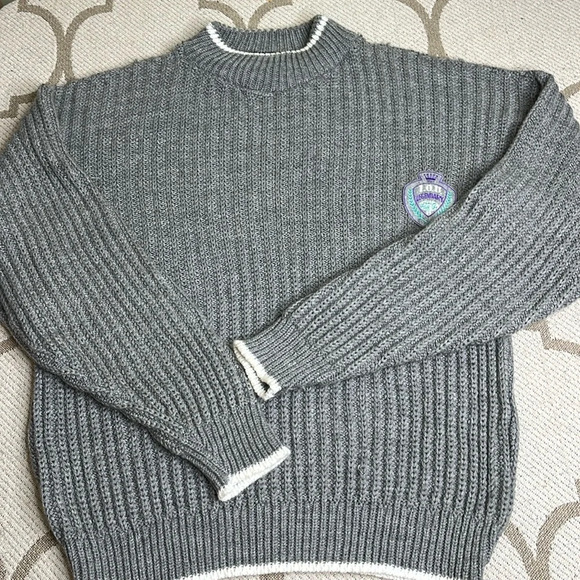 IOU Legendary patch pullover chunky knit mockneck sweater Vintage 90’s , size XL - Picture 1 of 9